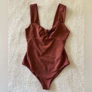 Marysia Swim Textured Knot Swimsuit in Terracotta Size Medium